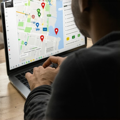 Person analyzing SEO analytics on a laptop for local SEO improvement.