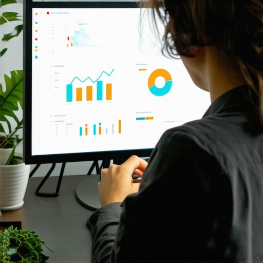 SEO expert analyzing Google My Business profile data with graphs and charts