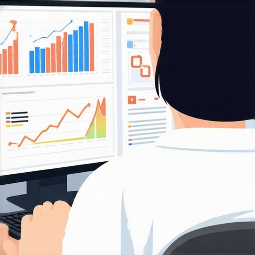 Person analyzing local SEO signals on a computer with graphs and icons.
