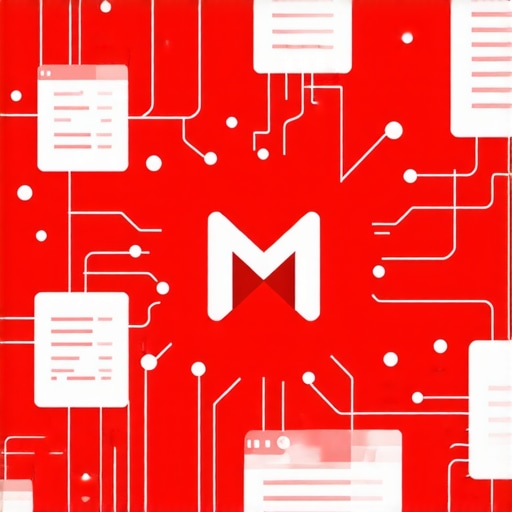 Representation of interconnected data signals converging into a GMB icon for SEO