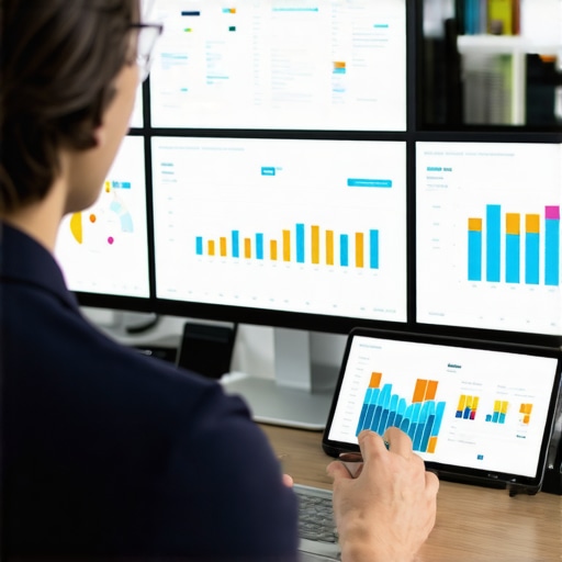 Expert Analyzing GMB Data for Signal Optimization SEO specialist reviewing Google My Business signals on digital screens