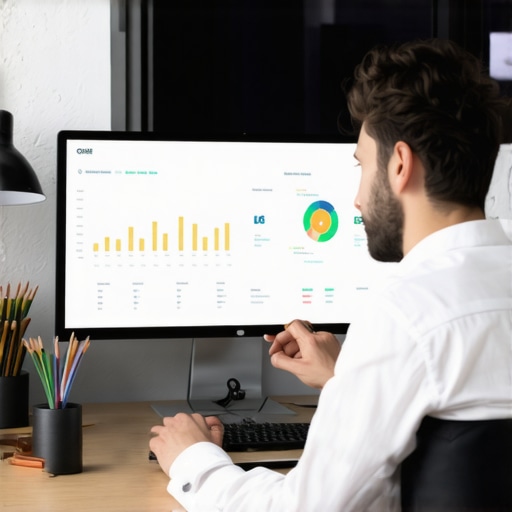 Expert analyzing GMB signals and rankings SEO expert reviewing Google My Business signals and local rankings on a computer