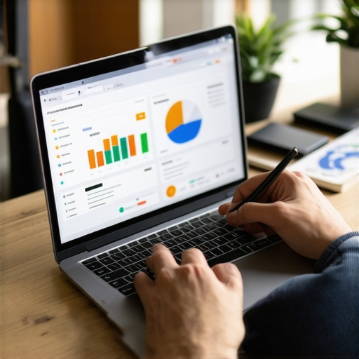 Person reviewing GMB profile on laptop during cleanup process.