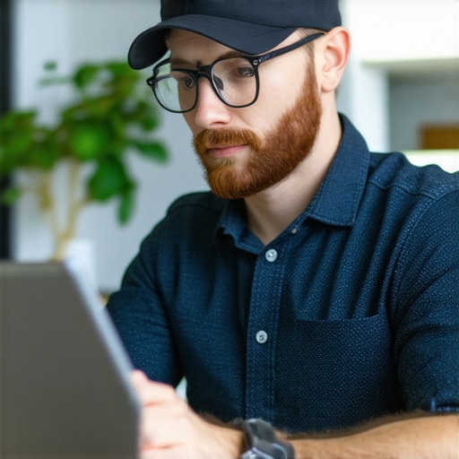 Business owner reviewing GMB profile on computer