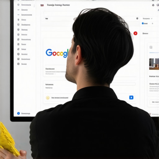 Business owner editing Google My Business profile on a laptop, cleaning up duplicate listings and updating info.