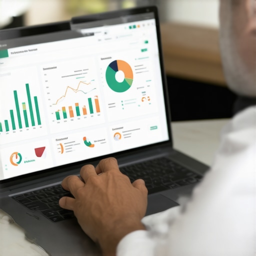 Person analyzing Google My Business signals on a laptop with charts