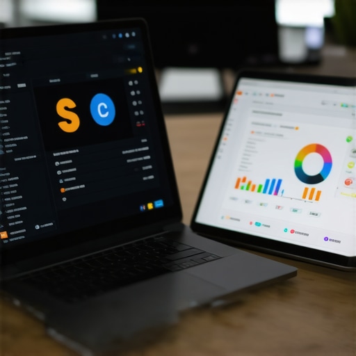 Person analyzing local SEO signals and citations on a laptop in an office setting