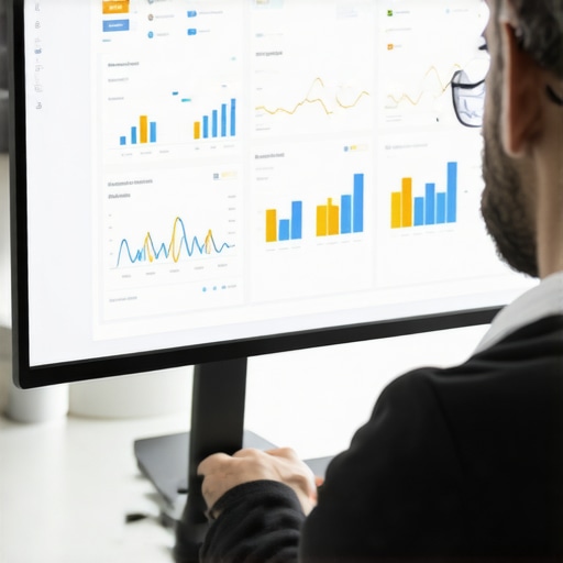 Business owner analyzing local SEO data on a computer for signal repair