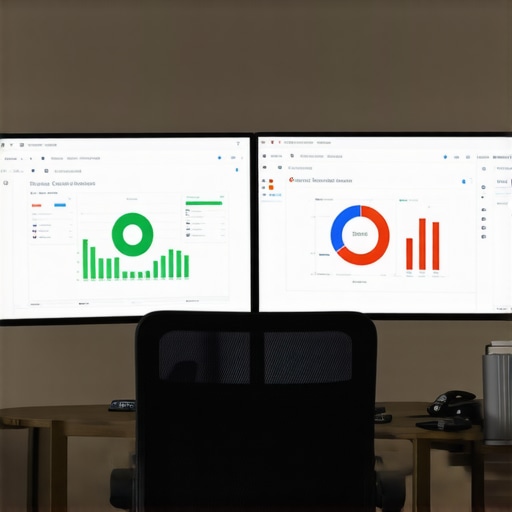 Close-up of computer screens displaying GMB management dashboards and SEO tools.
