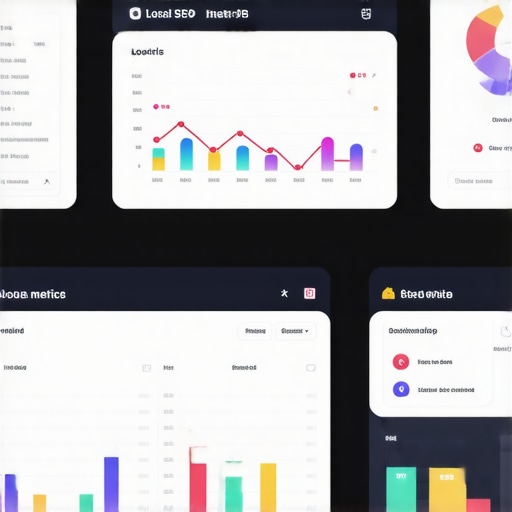 A computer screen showing analytics dashboard for local SEO metrics.