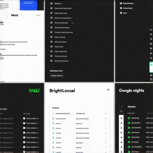Screenshots of SEO and reputation management tools used for maintaining Google My Business profiles.