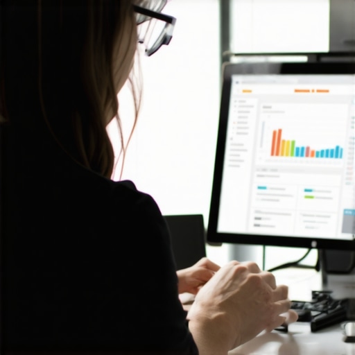 Professional examining SEO tools on a laptop to maintain local signals