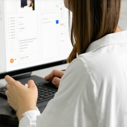 Business owner reviewing and cleaning GMB profile data on a computer
