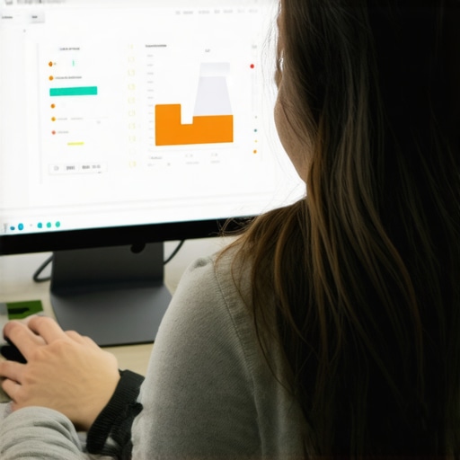 Business owner analyzing survey data on a laptop with charts and reports