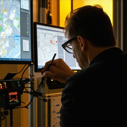 Technician repairing digital map signals for local SEO