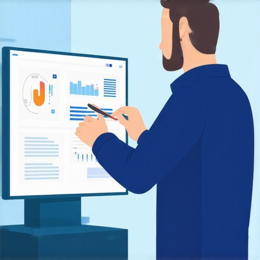 A technician fixing data signals on a digital profile interface.