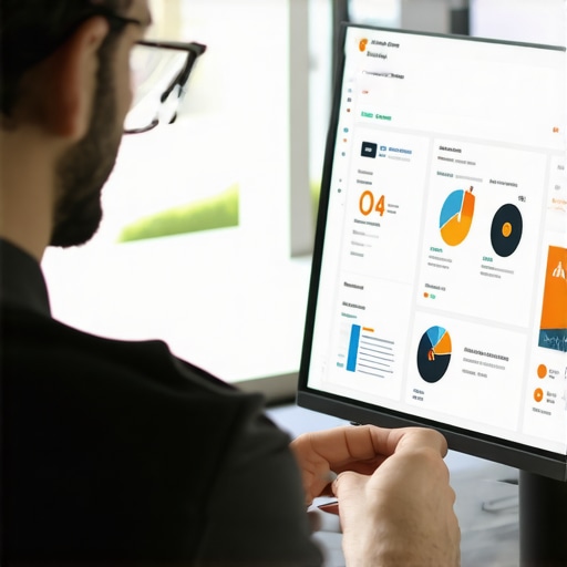 Person reviewing SEO analytics and data management tools for local ranking stability.