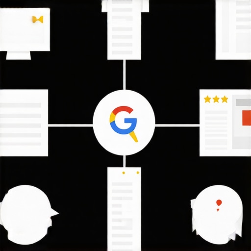 Illustration showing interconnected GMB data signals affecting local rankings.