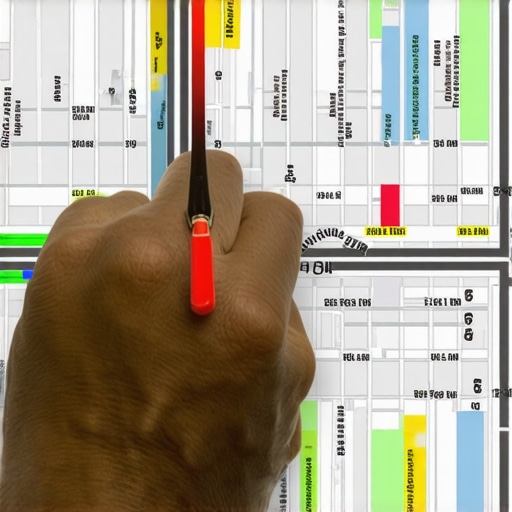 Close-up of a person's hand editing location signals on a digital map interface.