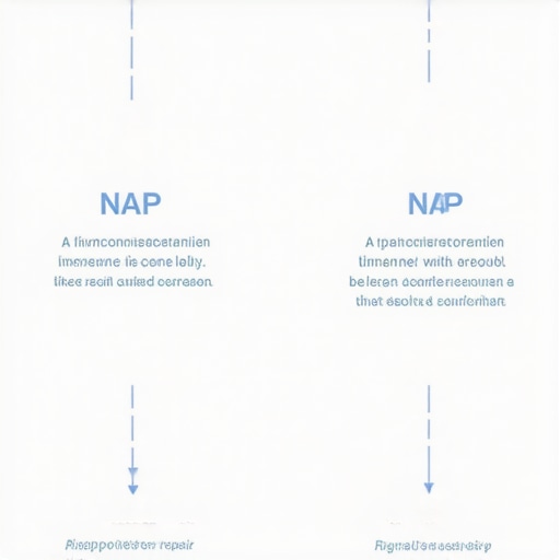 Illustration of a workflow chart demonstrating NAP cleanup and signal repair steps for improving local map rankings